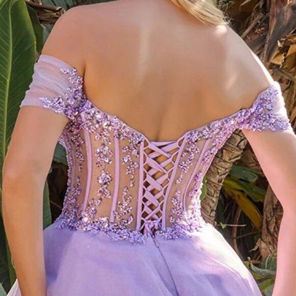 New Off Shoulder Mini Baby Doll Wedidng Dress w/ Sequins Embellishments GS3684 - Picture 6 of 10